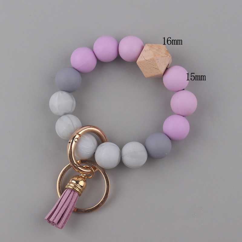 Llavero de muñeca con cuentas de silicona al por mayor